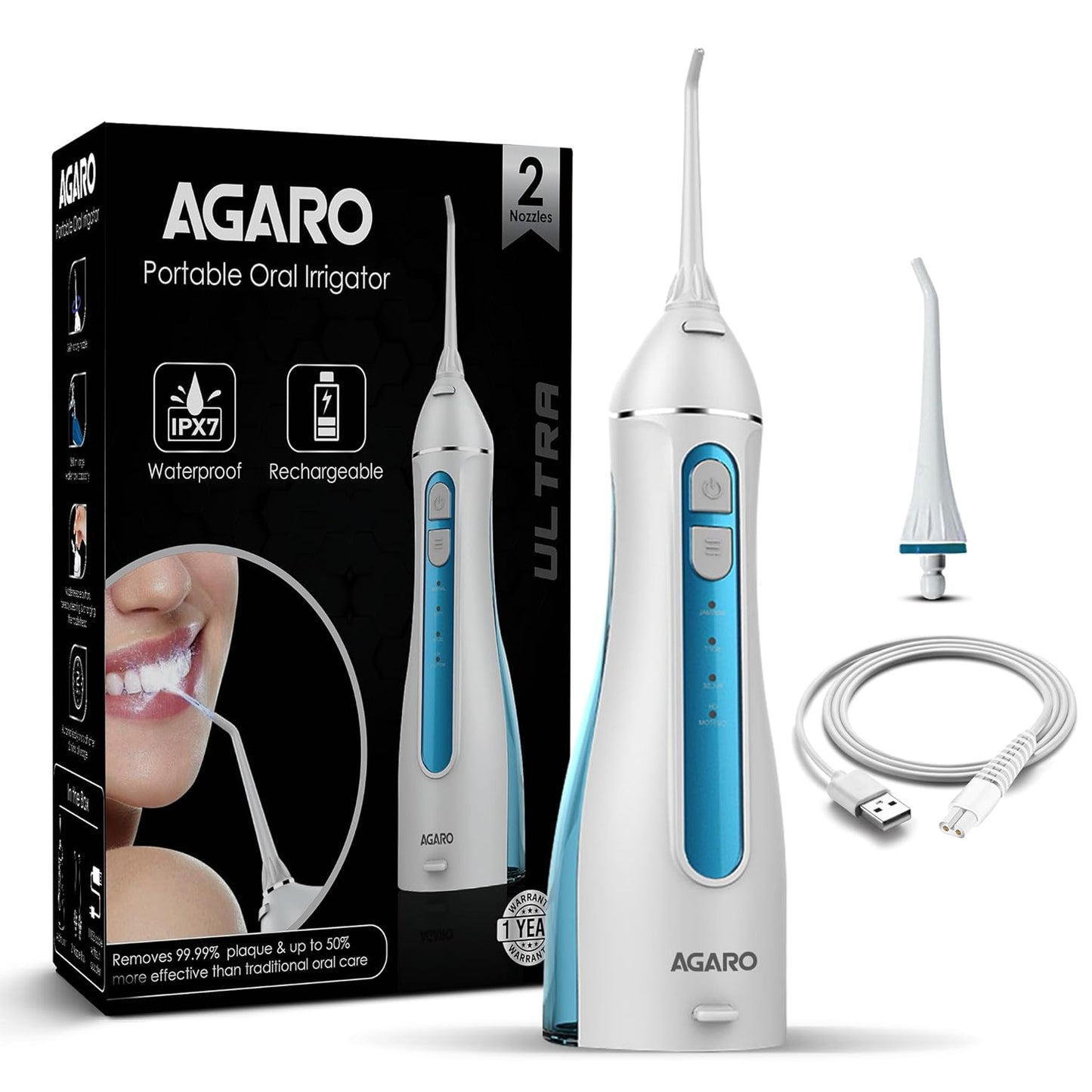 Narus Water Dental Flosser – Portable Oral Irrigator for Deep T