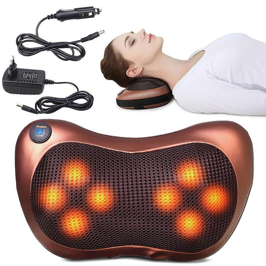 Narus Back & Neck Massager Pillow with Heat – Deep Tissue Electric Kneading Massage Cushion