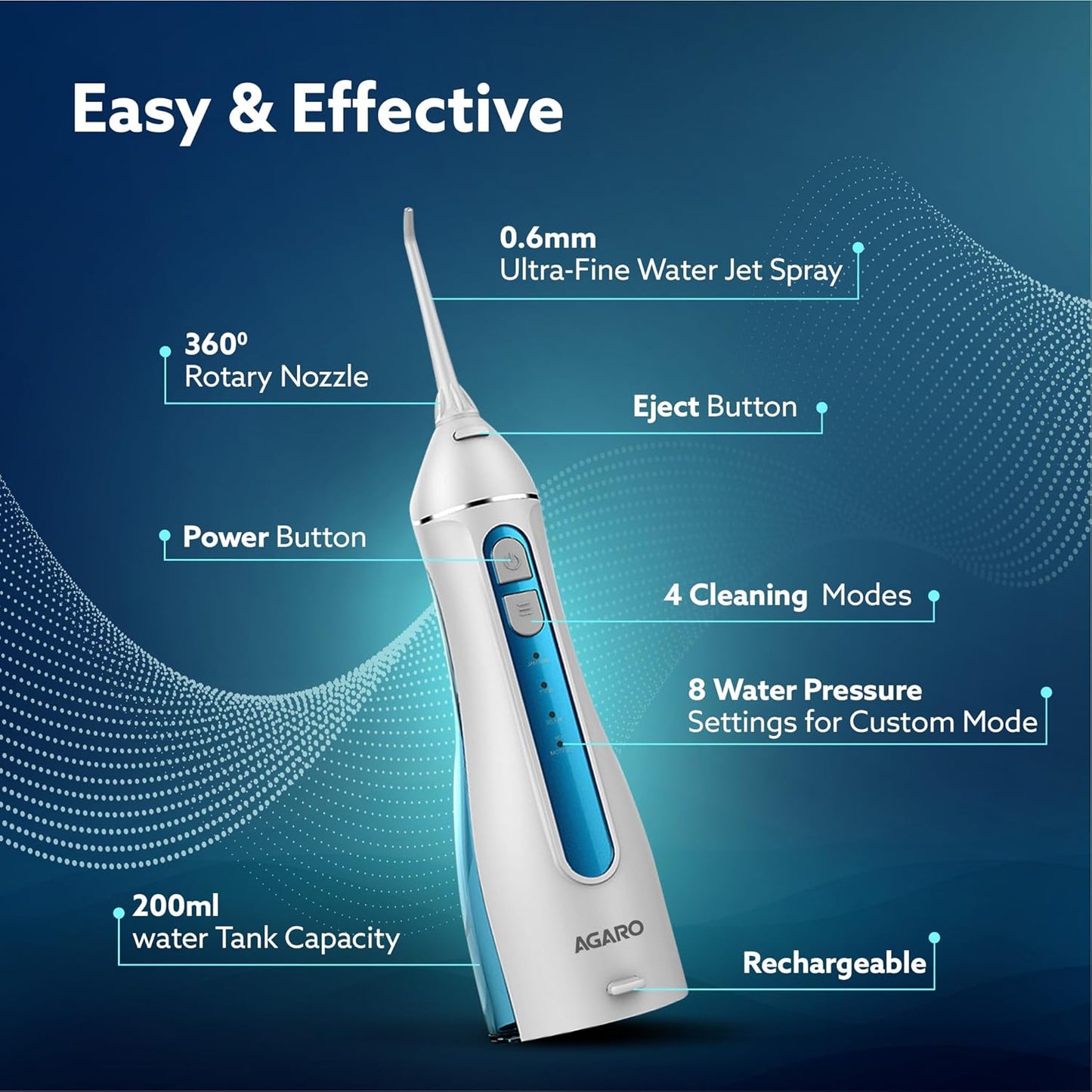Narus Water Dental Flosser – Portable Oral Irrigator for Deep T